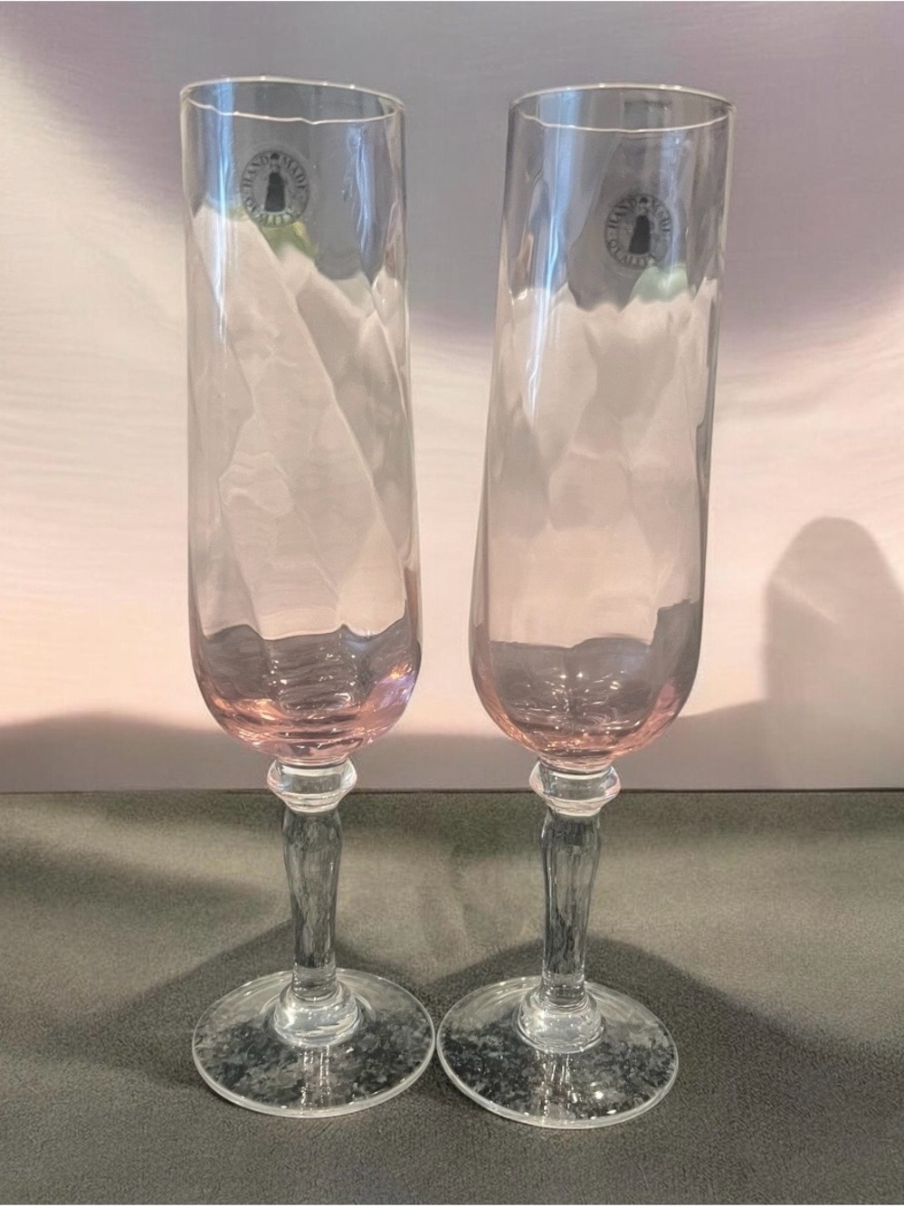 Set Of 2 IKEA Konungslig Pink Champagne Flutes. Brand New.
